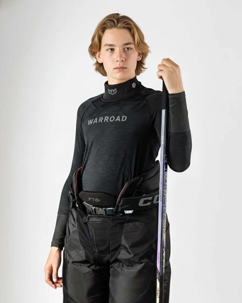 Warroad Youth Tilo Pro Stock Neck Wrist Base Layer Top Black M NWT